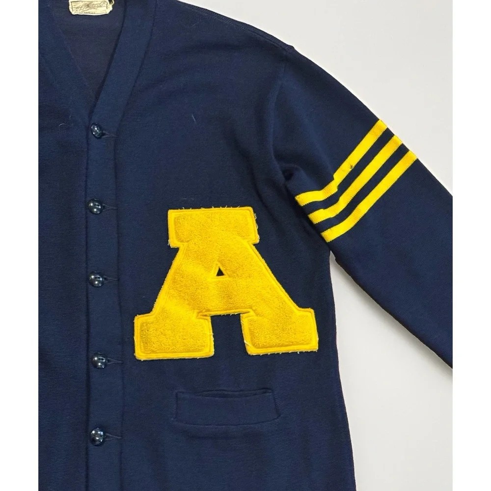 Vintage 40s Army West Point Football Letterman Sweater L Striped HL Whiting